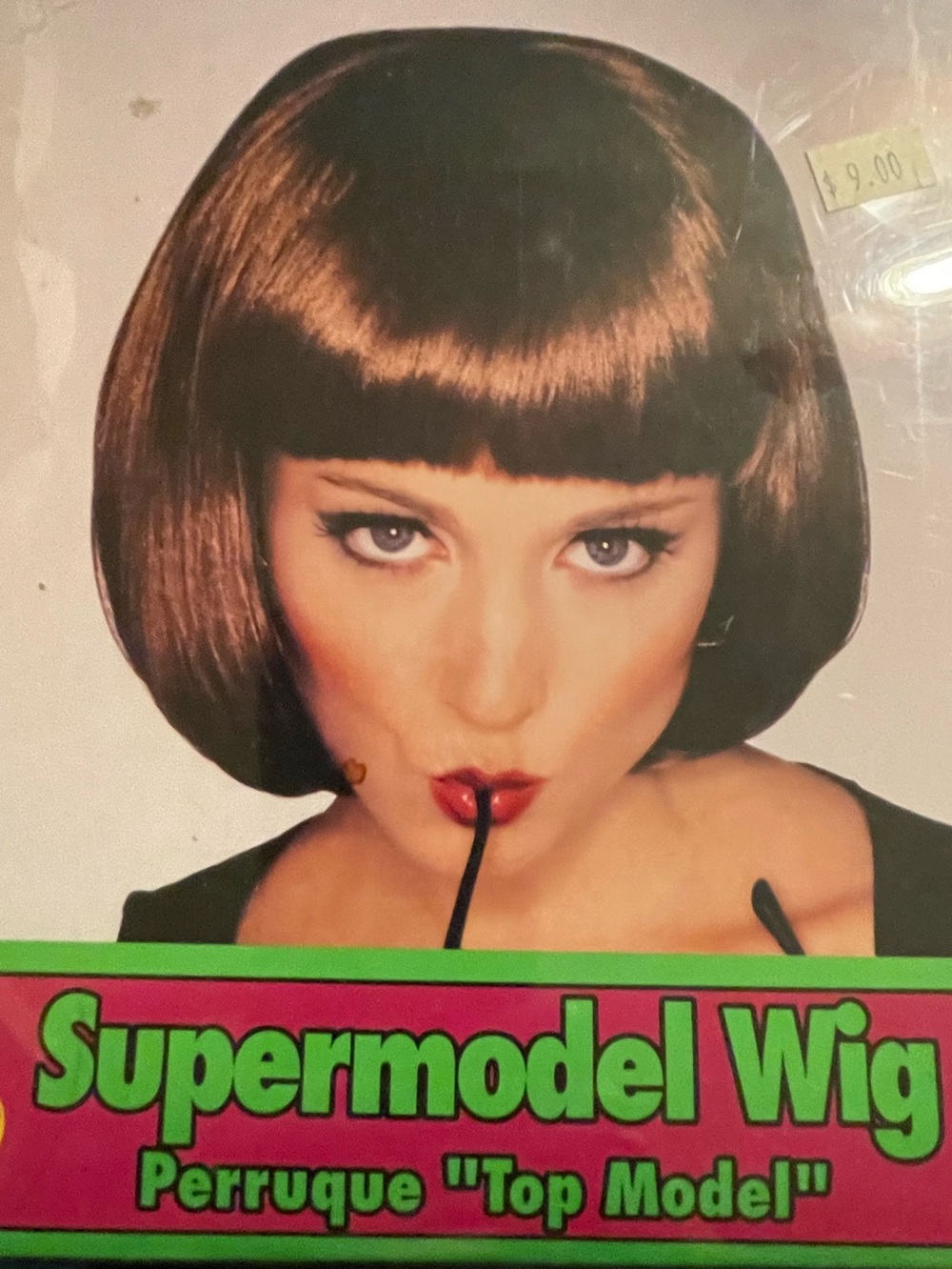 Supermodel Wig - Brown Short Bob with Bangs